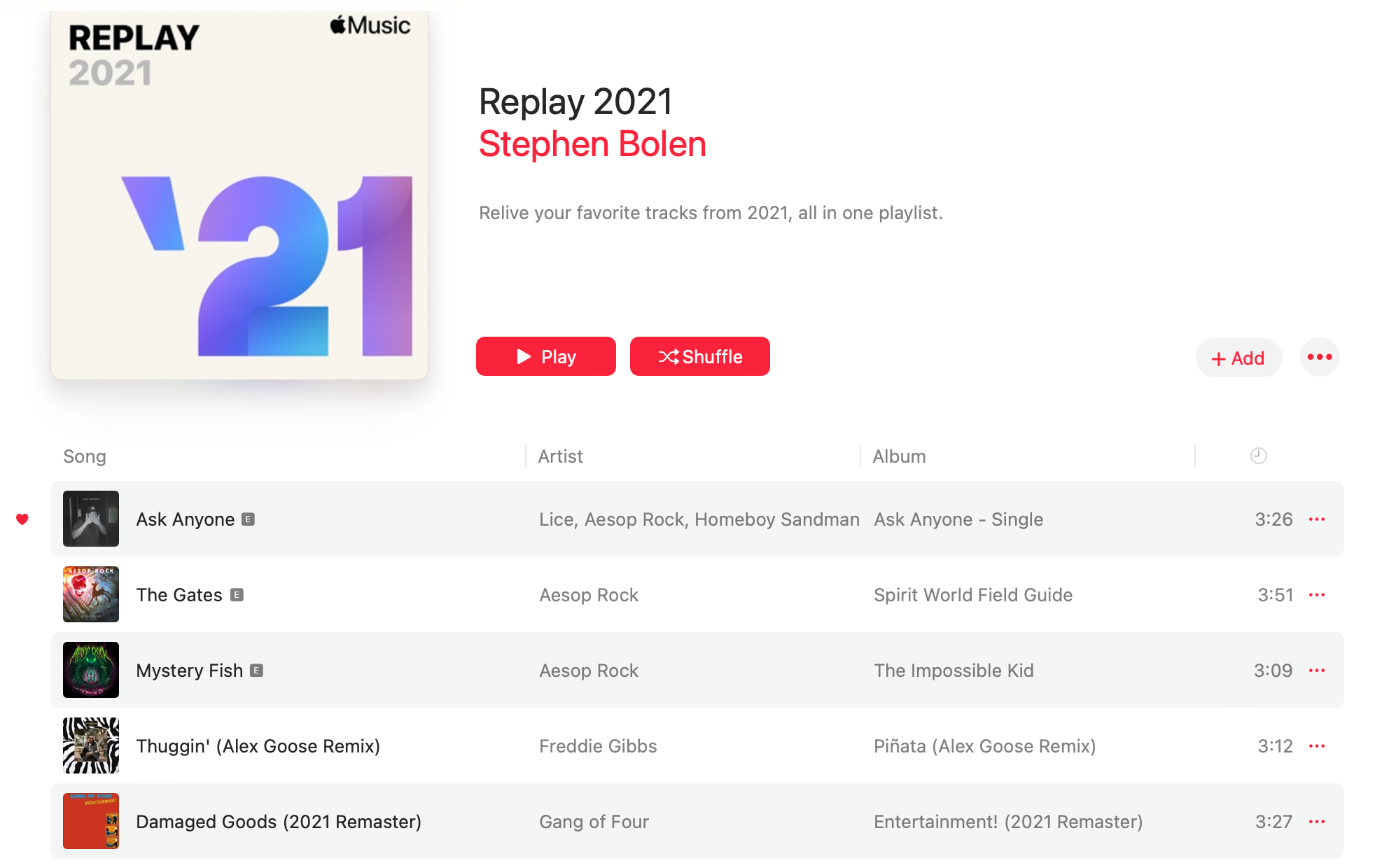Apple Music Replay 2021 Playlist