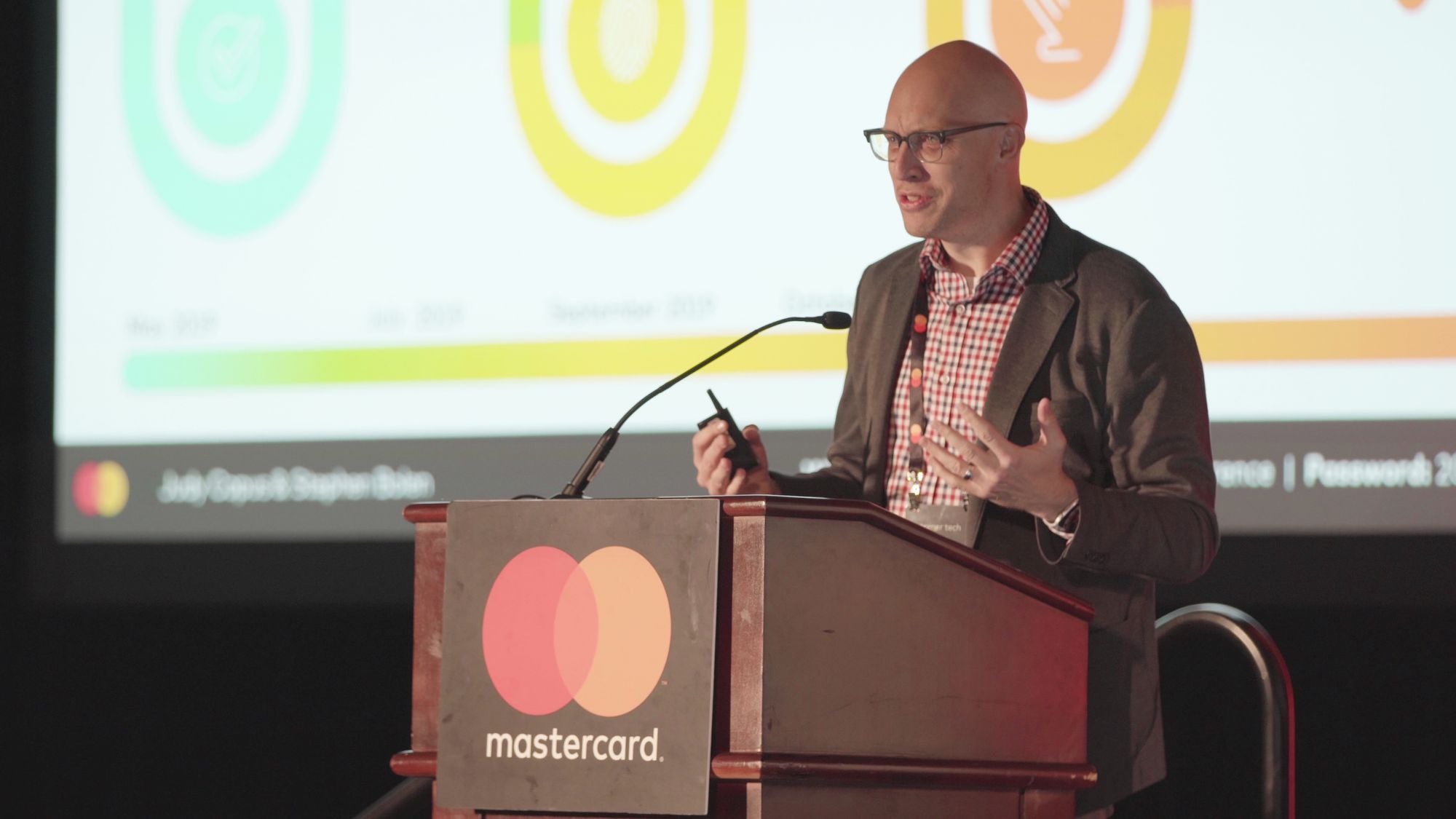 Stephen Bolen presenting at a Mastercard technical conference.