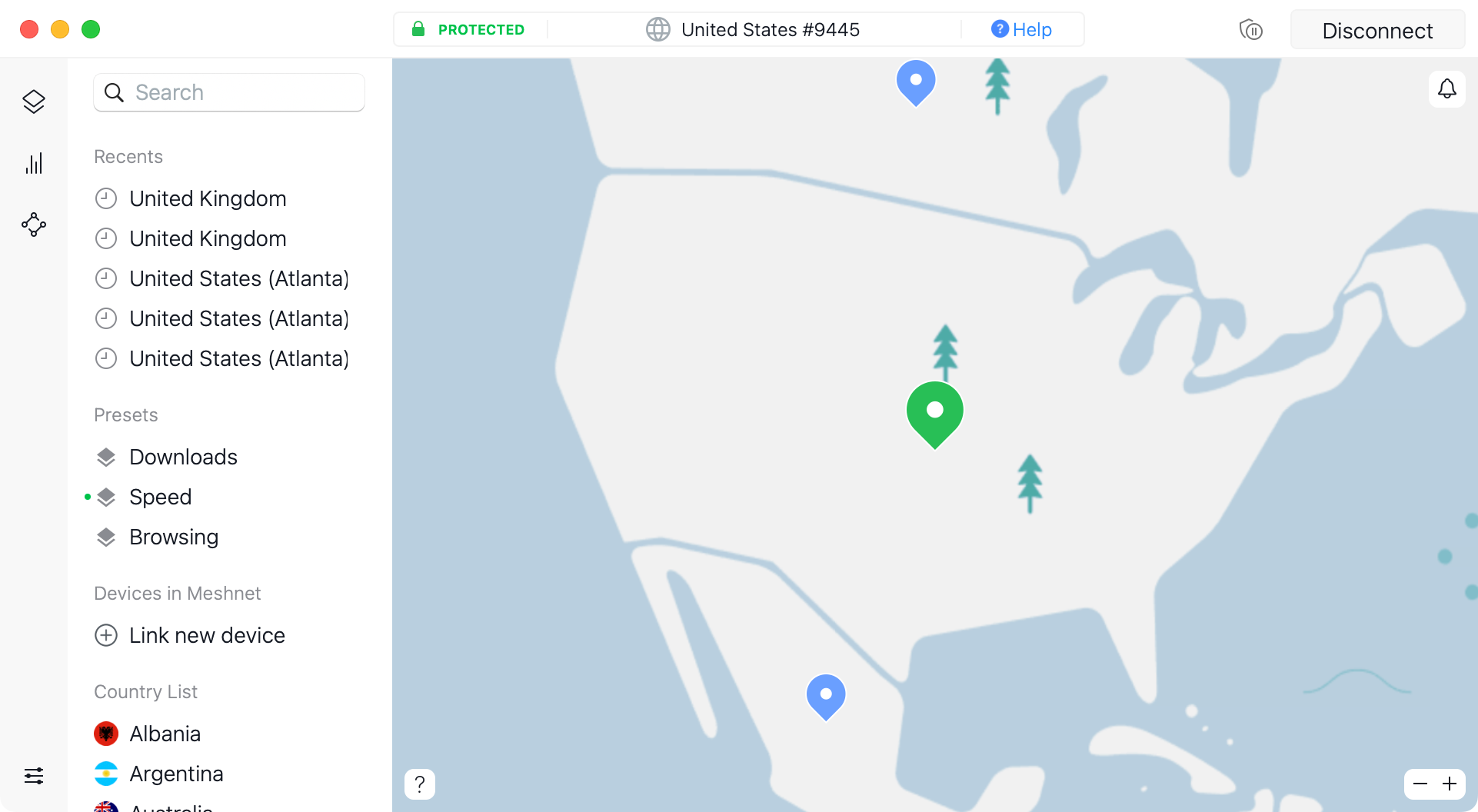 NordVPN Software Interface.